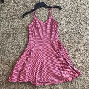 American Eagle pink and navy striped mini dress
